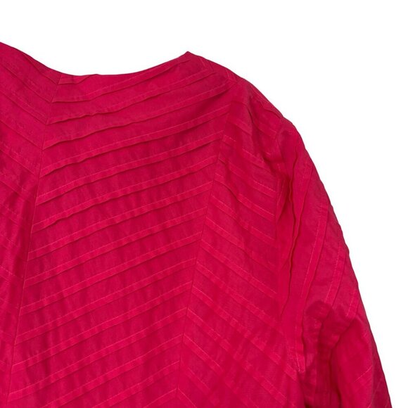 Chico's 100% Cotton Pleated Boxy 3/4 Sleeve Vibrant Pink Jacket Size 2 Large - Picture 12 of 12